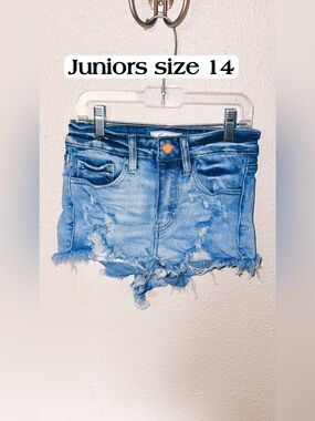 KanCan Light Blue Distressed Denim Shorts